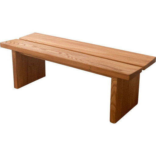 Banc vintage en orme de Charlotte Perriand