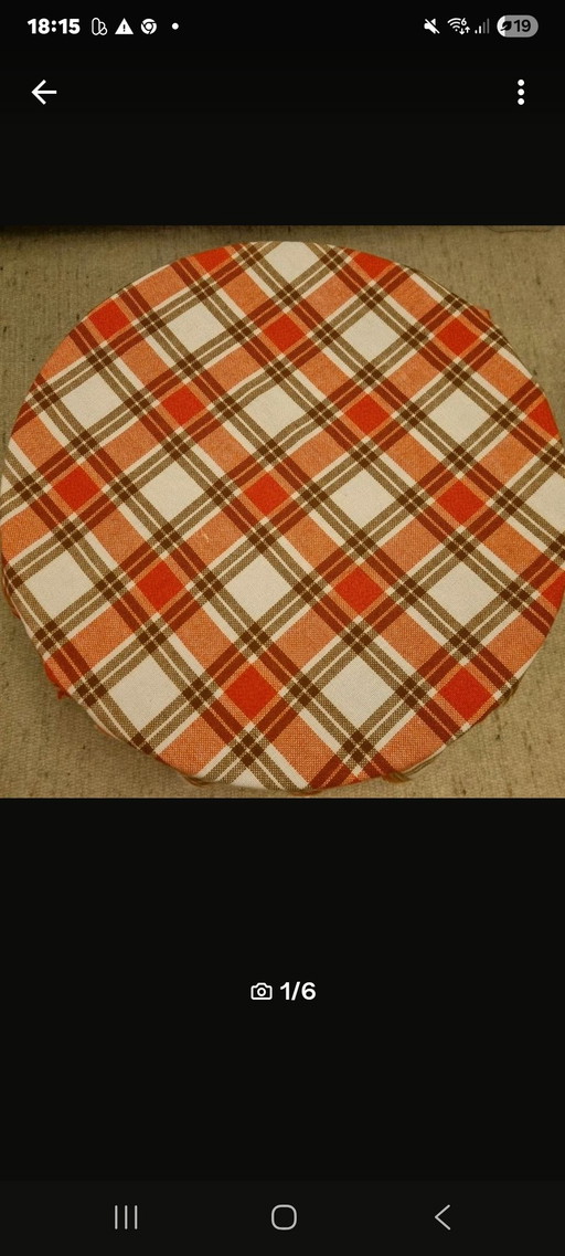 Nappe à carreaux orange des années 1960/70