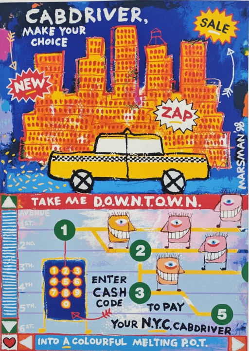 "Cabdriver" zeefdruk Jean Paul Marsman 1998 8/30 70x100cm