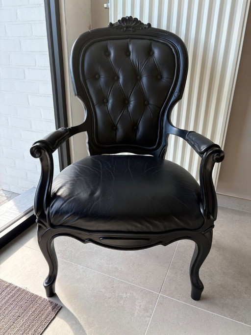 Zwarte Lederen Fauteuil – Leather, Wood