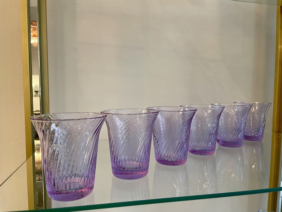Image 1 of Mondgeblazen, gedraaide alexandriet waterglazen