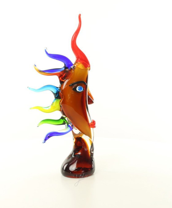 17,2 Pollici Volto di Luna Murano Picasso Stile Sculture in Vetro Arte Soffiata a Mano nuovo – Murano Glass (photo 7 of 15)
