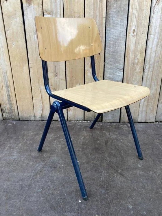 Vintage Galvanitas S35 chair, blue compass frame, Dining chairs, Wood, Industrieel (photo 18 of 18)