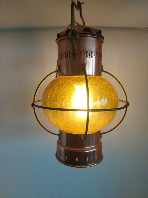 Lanterne de bateau 360 degrés avec verre craquelé ambre sphérique