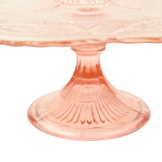 Image 1 of Art Deco Roze Taartschaal Standaard