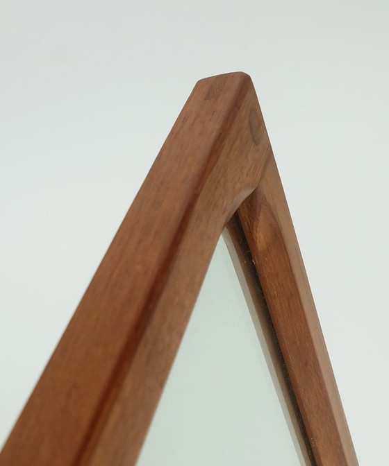 Image 1 of large rectangular danish modern WALL MIRROR aksel kjersgaard odder furniture denmark solid teak frame 1970s