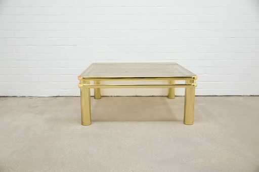 Vintage Brass Coffee Table Smoked Glass