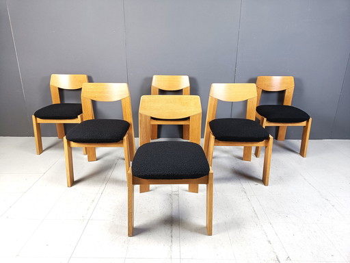 Vintage Brutalistische Eetkamerstoelen, set van 6, 1970S