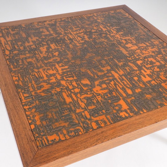 Image 1 of Mid-Century Modern salontafel van teakhout en koper van Severin Hansen