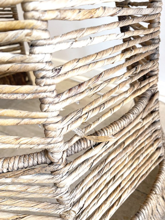 Bancone da giardino in rattan e vetro con due sgabelli - anni '70 – Set da salotto, Wicker (photo 10 of 12)