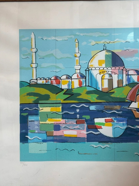 Lithograph of "Istanbul" by Ibrahim Kodra 1970s – Paintings & Drawings, Paper, Geometrisch (photo 3 of 9)
