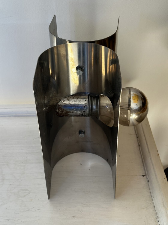 Image 1 of Paire d’appliques Harvey Guzzini Italie - Metal Chromé - Space Age années 70