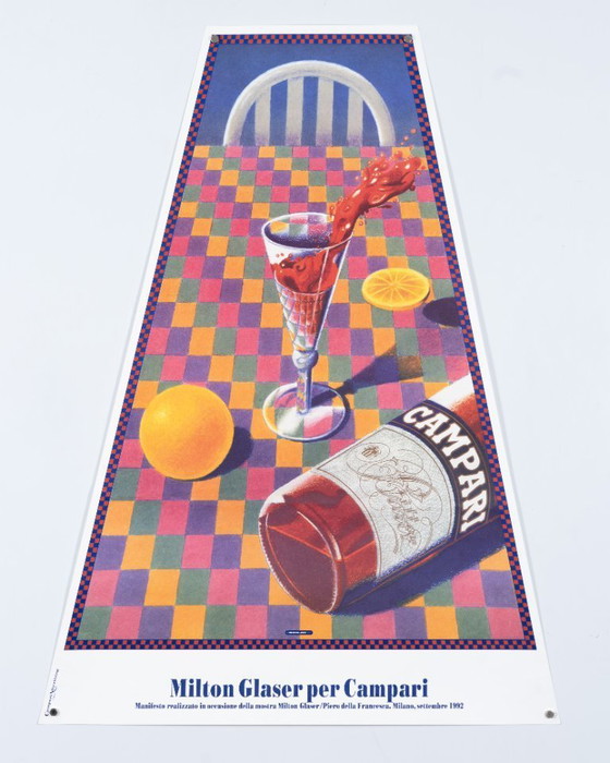 Image 1 of Campari – 1992 – Poster pubblicitario vintage originale di Milton Glaser – Pop Art – 89x66/27 cm Trapezio