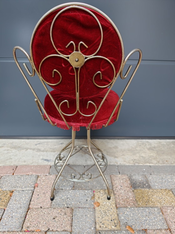 Hollywood Regency Boudoir Stoel - Jaren '50 – Eetkamerstoelen, Textile (photo 3 of 7)