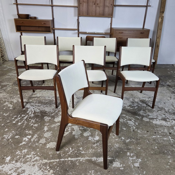 Image 1 of 8x Erik Buch Model 89 vintage jaren 60 Deense stoel gerestaureerd teak