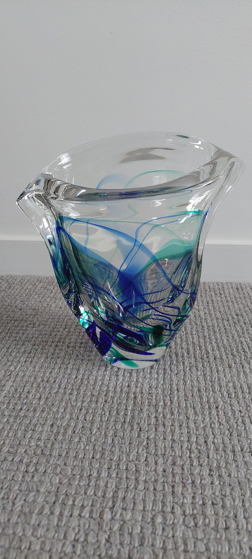 Vase and ashtray, Max Verboeket, crystal union Maastricht