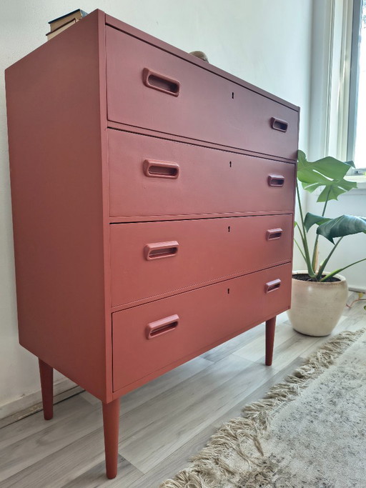 Vintage Swedish Chest of Drawers – Terracotta Red – Mid Century – dressoirs, Wood (photo 2 of 8)