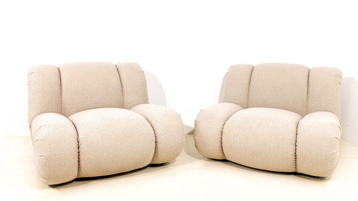 Pair Boucle Velasquez Modular Lounge Chairs by Mimo Padova, Italy, 1970s