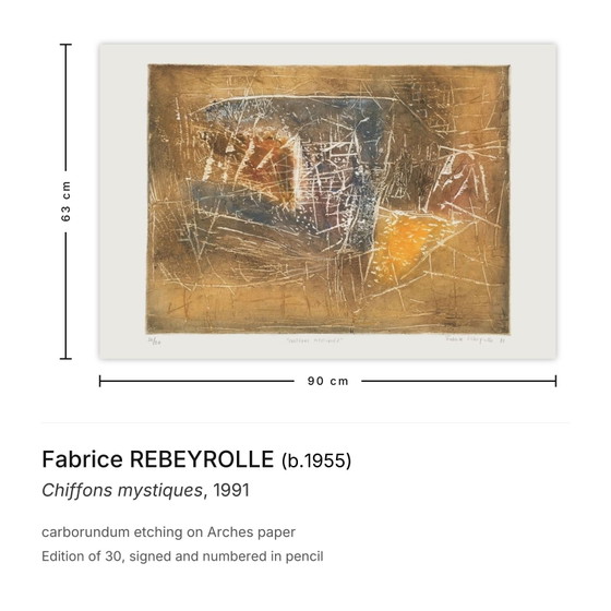 Image 1 of Fabrice REBEYROLLE Chiffons mystiques Incisione al carborundum firmata 1991