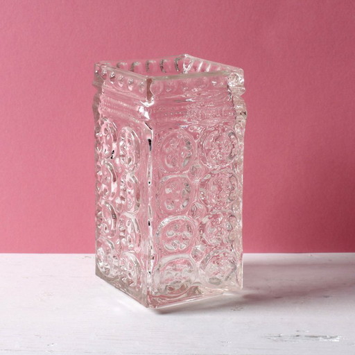 Mid-Century Modern Pressed Glass Vase by Adolf Matura, Czech Repulic / 1970