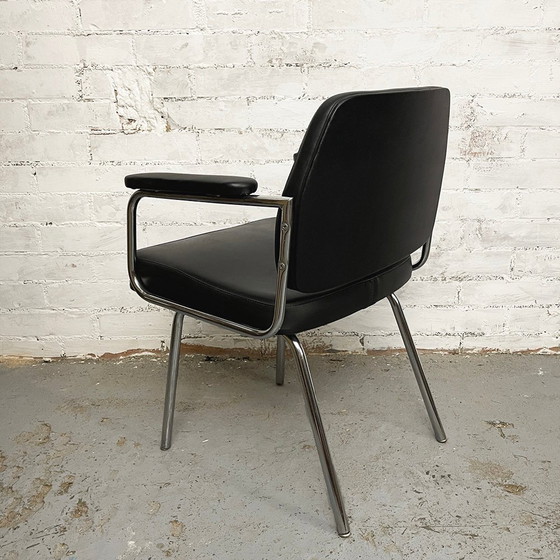 Image 1 of Sillón de cuero negro de la era espacial, década de 1970