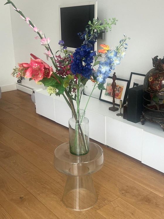 Image 1 of Smoked glass pedestal side table