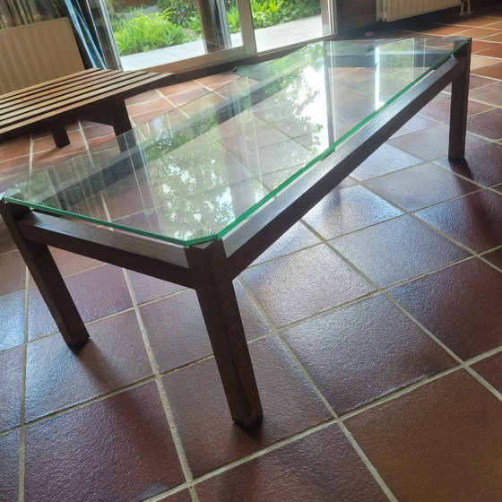 Image 1 of 1960s Wenge Design Set | Slatted Sofa and Coffee Table