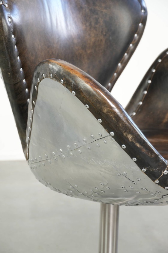 Unique Vintage Cowhide Leather Aviator Timothy Oulton Devon Spitfire Side Chair / Office Chair Finished with (photo 9 of 16)