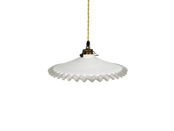 Image 1 of Lampada a sospensione - Opalino - Ottone - Francia - Secondo quarto del XX secolo