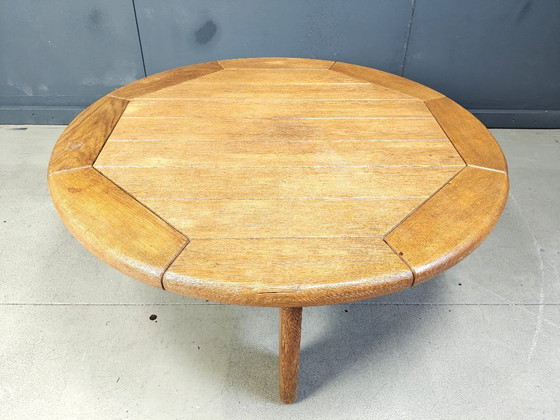 Image 1 of Danish round oak coffee table, 1960s
