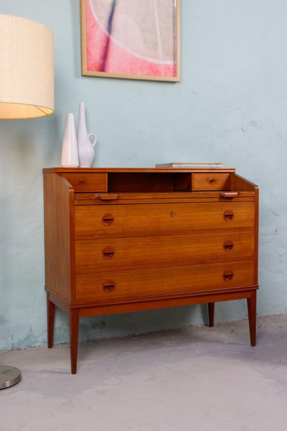 Image 1 of Vintage teakhouten secretair bureau, ladekast, Deens Riis Antonsen