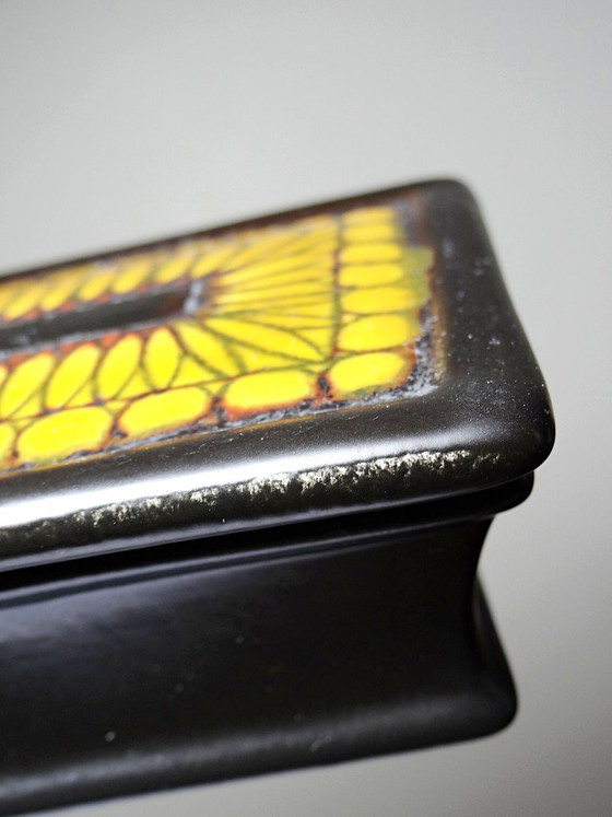 Small vintage ceramic box signed "veφa", 1960s-1970s, Decorative Objects, Black (photo 8 of 10)