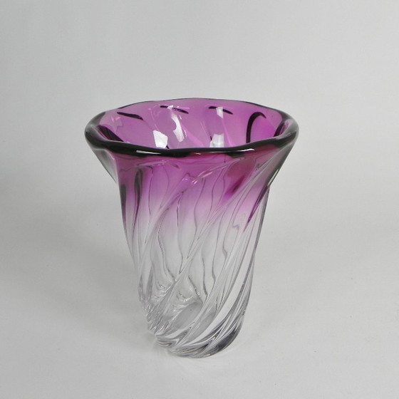 Image 1 of Heavy Val Saint Lambert vase, Torsade model, 1950s