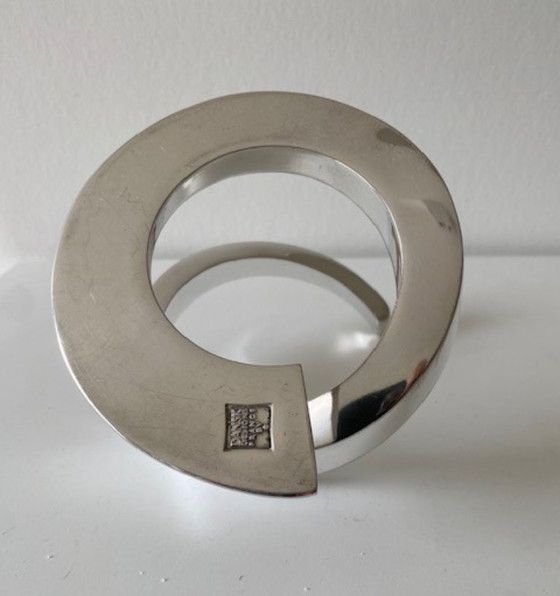 Image 1 of Dansk Designs Bertil Vallien chrome-plated modernist "Spiral" candlestick