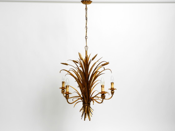 Image 1 of Beautiful Huge 1970S Gold-Plated 5-Arm Tall Metal Chandelier By Hans Kögl