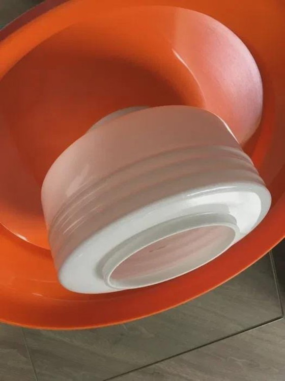 Suspension Space Age, orange et blanc, plastique et verre, années 1960-70 (photo 5 sur 5)