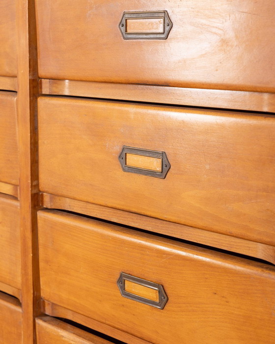 Image 1 of Vintage 50s Wooden Filing Cabinet with 33 Drawers, Design by A. Gorgone