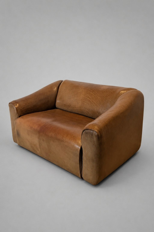 Canapé 2 places en cuir De Sede DS-47 Vintage Neck – Cognac – loveseats (photo 2 of 8)