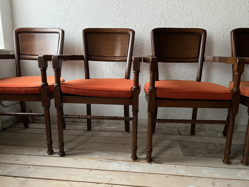 5 fauteuils de salle à manger anciens RAC Royal – eetkamerstoelen, Textile, Wood (photo 2 of 8)