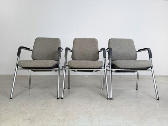 Image 1 of Lot de 3 chaises originales Drabert Chaise de conférence Accoudoirs Vintage