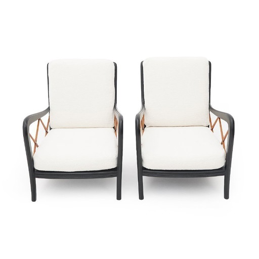 Paire de fauteuils à structure en bois, années 1940