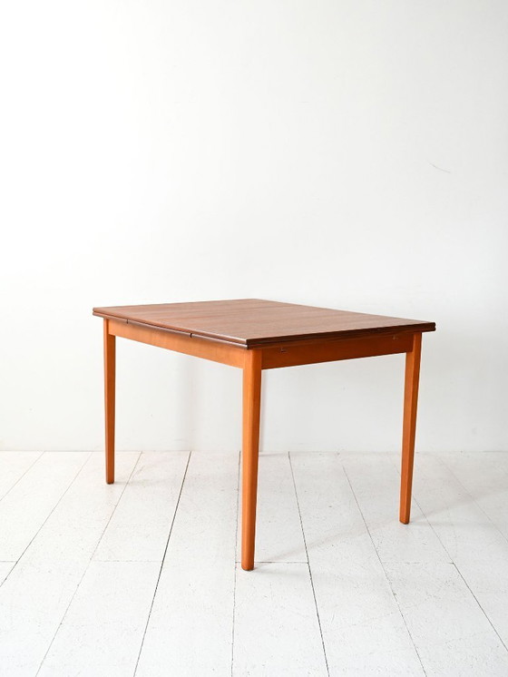 Image 1 of 1950s Scandinavian Table with Teak Top and Extensions