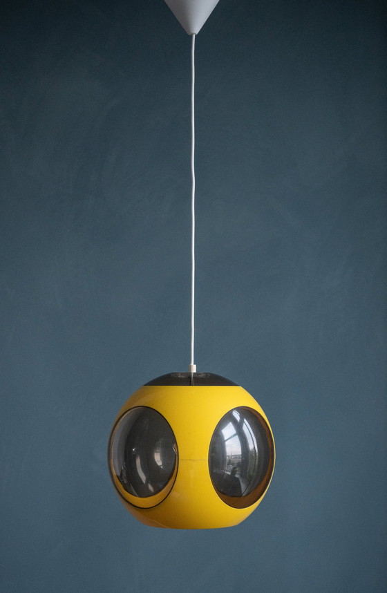 Image 1 of Yellow Massive Bug Eye Space Age Pendant Lamp