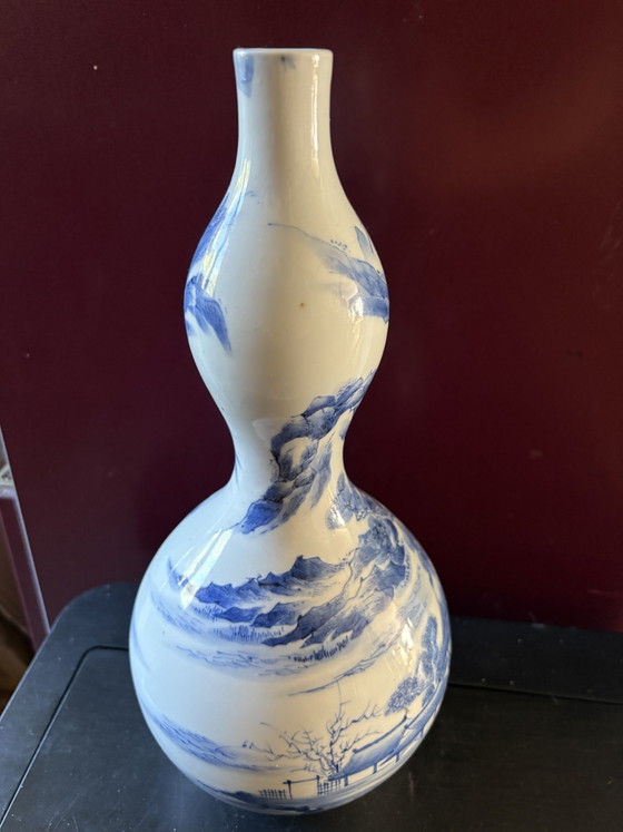 Beautiful Antique Japanese Blue and White Vase from 1840-1870 – asian vases from holland, Porcelain (photo 5 of 8)