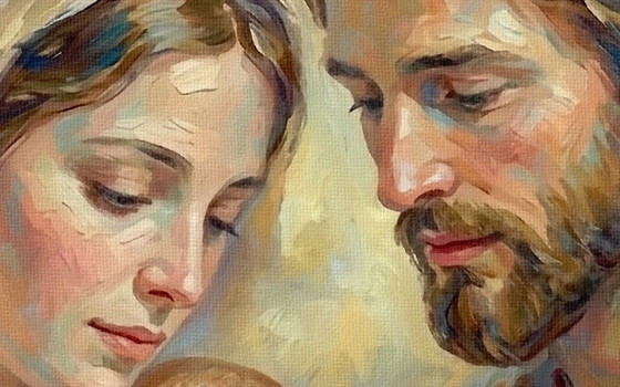 Image 1 of Gesù, Maria e Giuseppe "La preghiera di Gesù" (120x60) cm