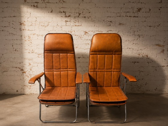 Image 1 of Een paar iconische Maule Marga relaxfauteuils – Italiaans design uit de jaren 70.