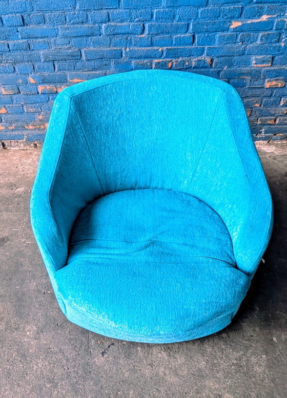 Image 1 of Fauteuil lounge bleu vintage