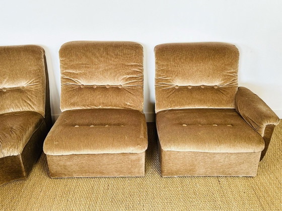 Image 1 of Modular Sofas and Vintage Velvet Armchair, 1960s, Set of 6