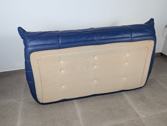 Image 1 of Michel Ducaroy Togo 3-Seater Sofa Blue Leather Ligne Roset France 1980s