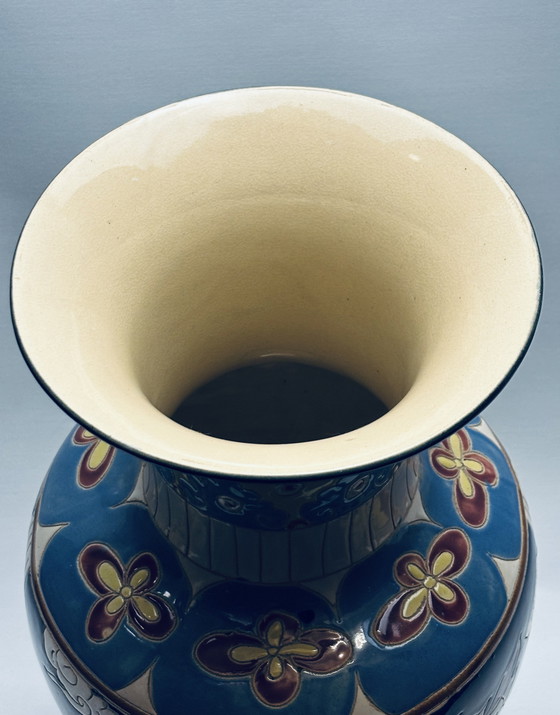 Image 1 of Grande vaso vintage in stile cloisonné - dipinto a mano - 50 cm - ottimo in